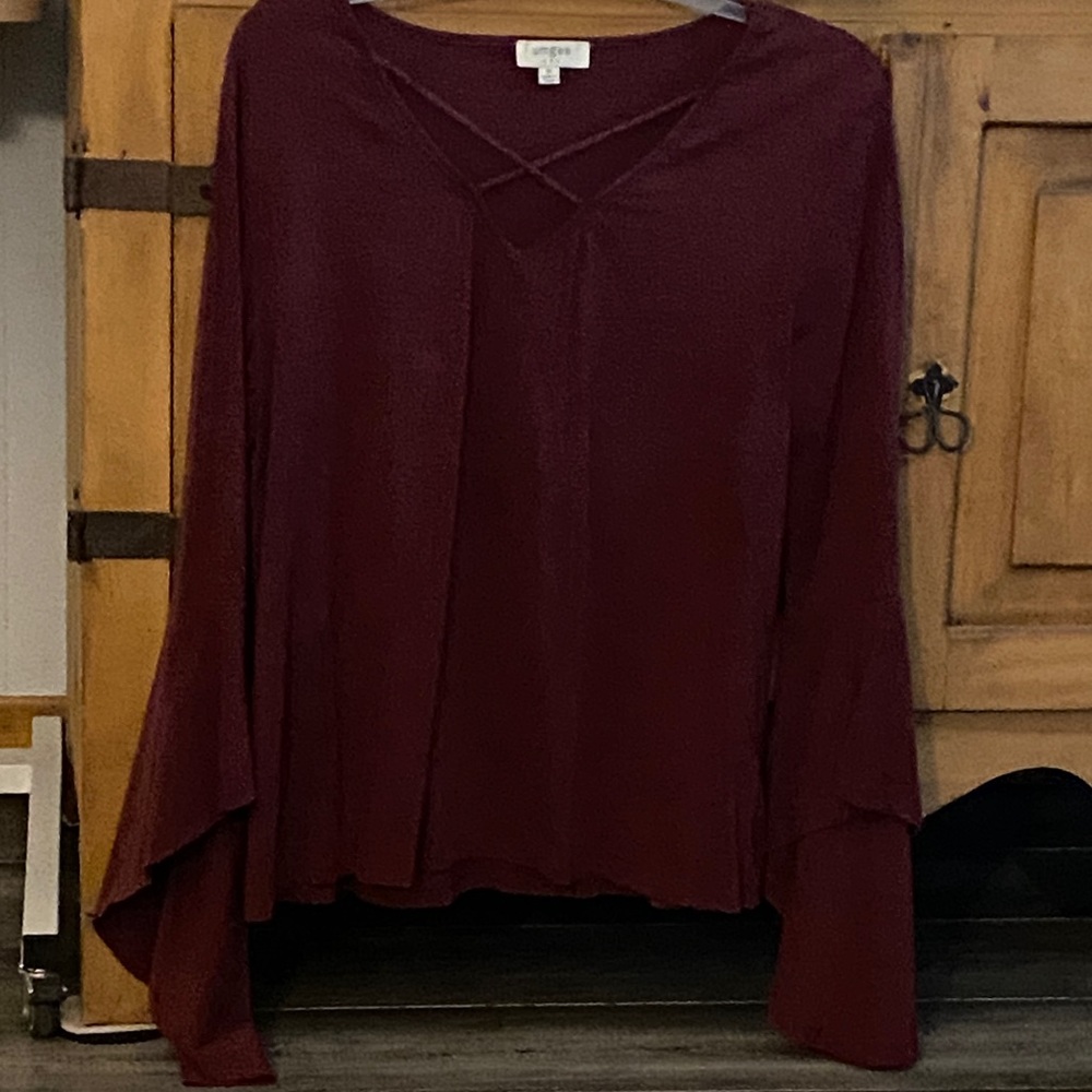 Umgee Burgundy Long Sleeve Blouse